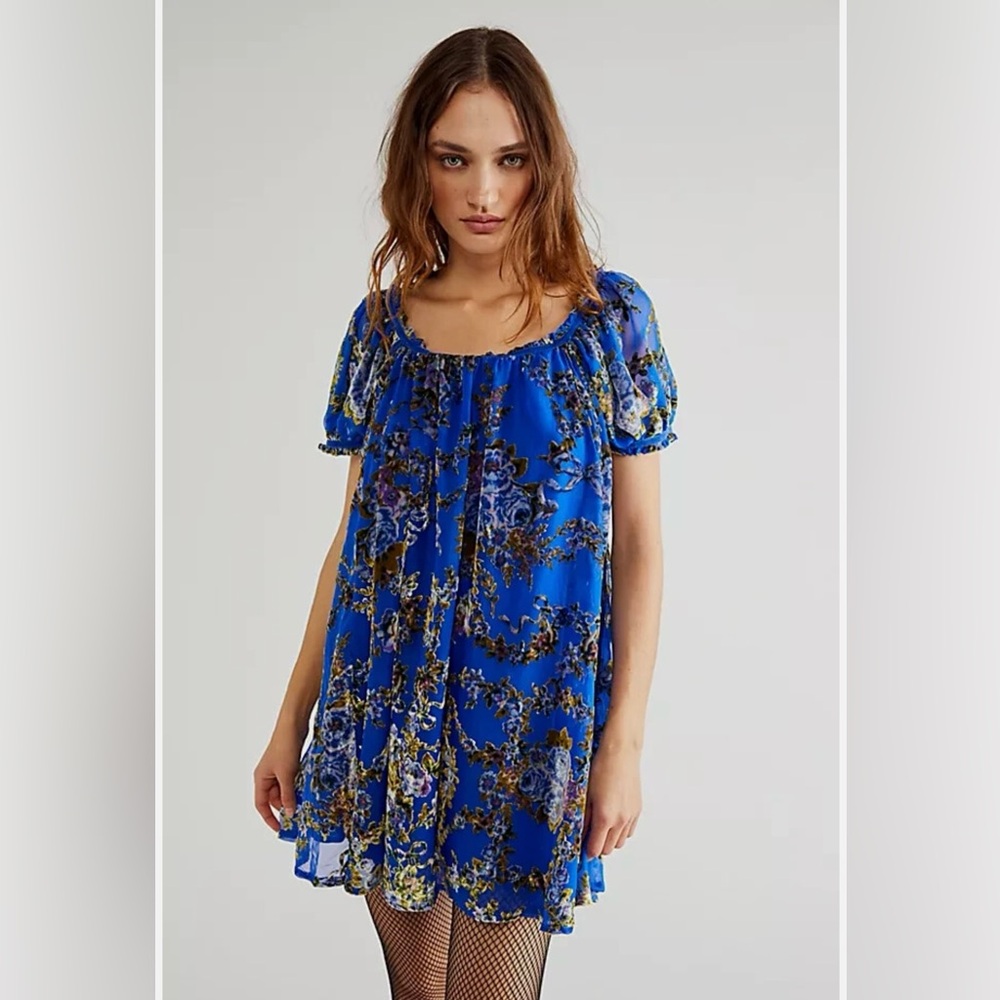 Free people beautiful in blooms burnout velvet mini tunic dress lg